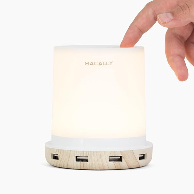 Macally Small Touch Lamps for Nightstand - Bedside Lamp with USB Port - 3 Way Dimmable Short Tabl... | Amazon (US)