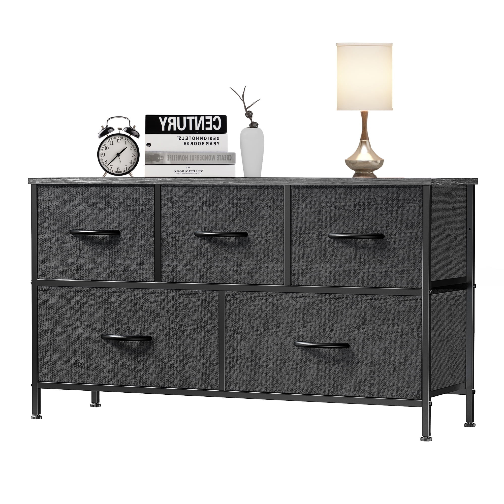 EDX 5 Drawer Dresser, Wide Chest of Drawers Nightstand Storage Tower Storage Fabric Dresser with ... | Walmart (US)