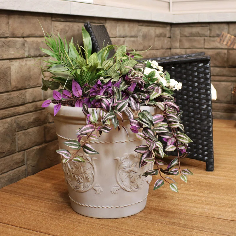 Kehlani 19.5" x 19.5" x 17.5" Round Sable Polyresin Outdoor Planter Pot | Wayfair North America