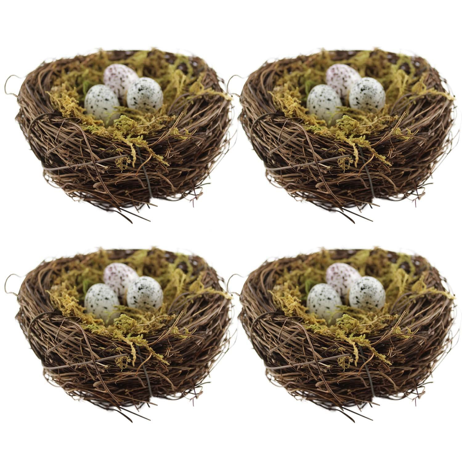 Artificial Birds Nest, 4PCS Crafts Handmade Natural Easter Birds Nest Rattan Birds Nest for Garde... | Amazon (US)