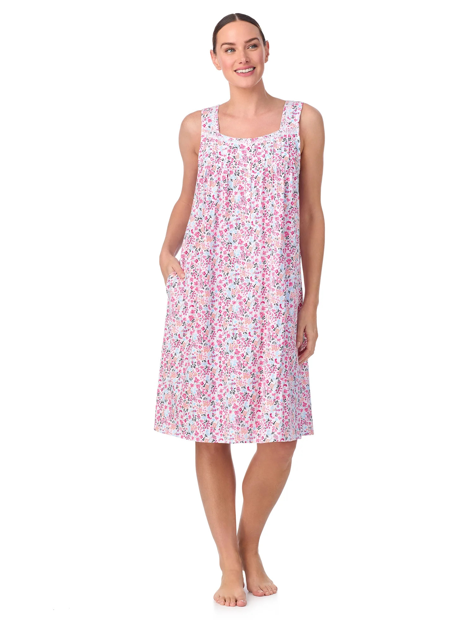 Aria Women's 100% Cotton Sleeveless 40" Nightgown, Sizes XS-5X - Walmart.com | Walmart (US)