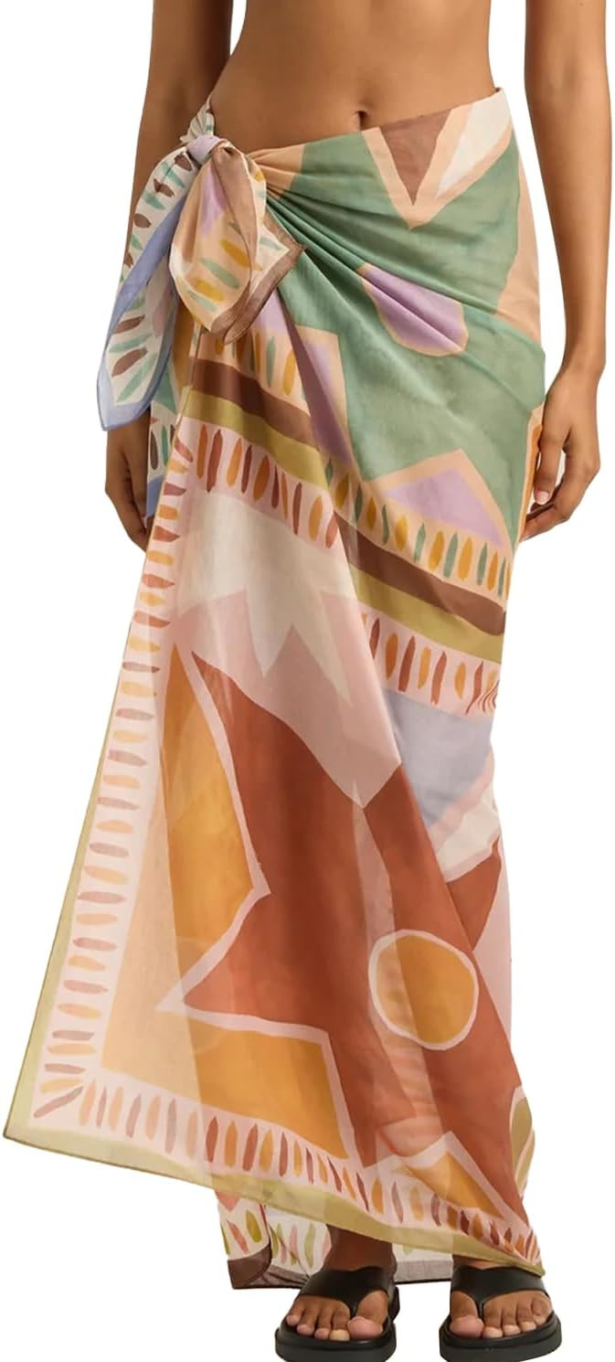 Womens Swimwear Cover Up Skirt 67x45 Summer Beach Long Sarong Swimsuit Floral Pareo Bikini Wrap S... | Amazon (US)