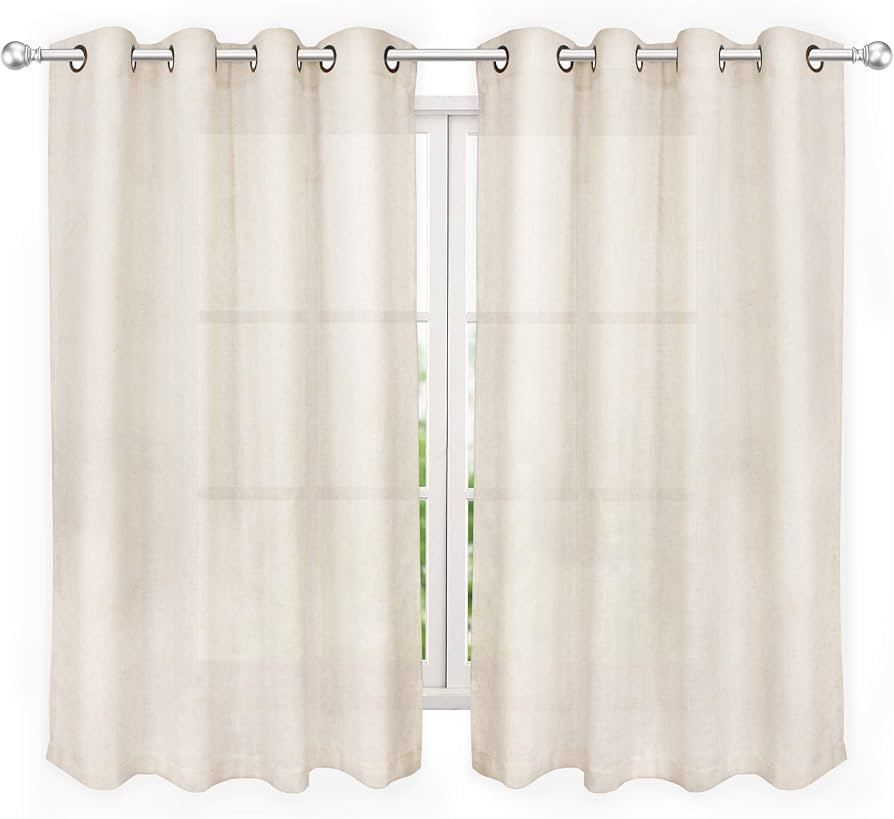 VOILYBIRD Palma Natural Linen Semi Sheer Curtains for Bedroom 63 Inch Length Light Filtering Drap... | Amazon (US)