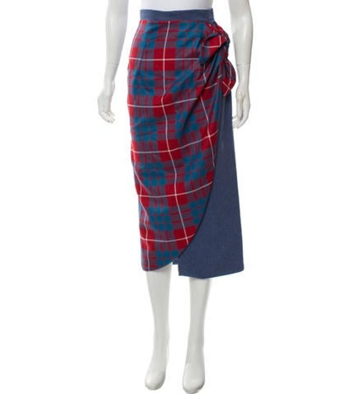 Tata Naka Plaid Midi Skirt w/ Tags Blue Tata Naka Plaid Midi Skirt w/ Tags | The RealReal