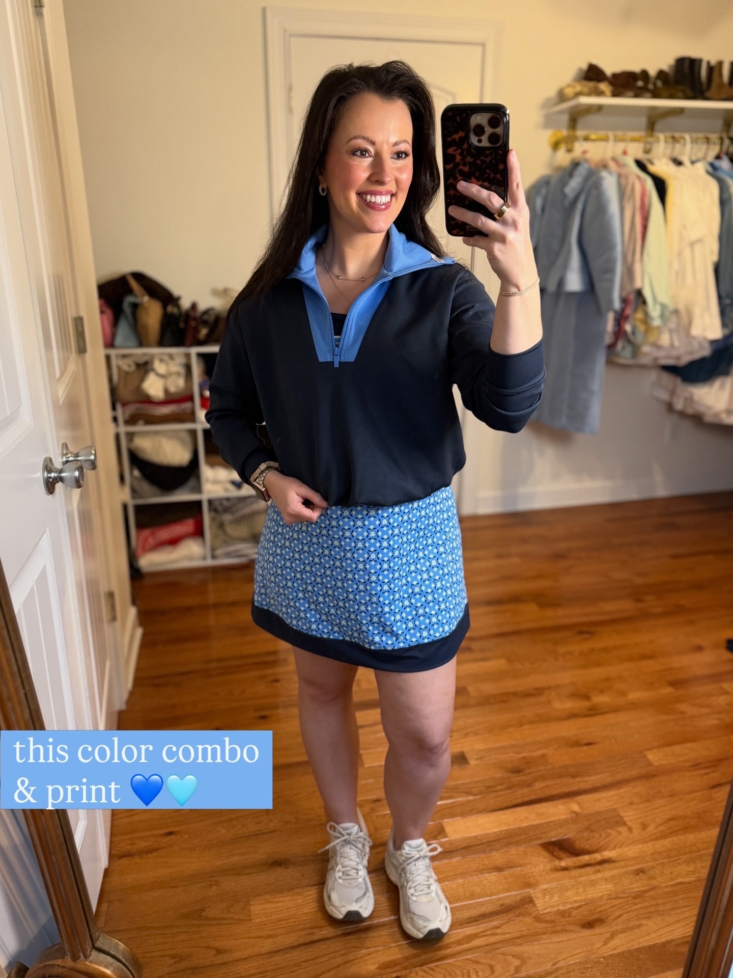 Spring activewear - target spring - spring casual outfit - active dress 
Navy, hydrangea blue Pullover - (s) 
Blue & white dress - medium

#LTKActive #LTKootd #LTKSeasonal