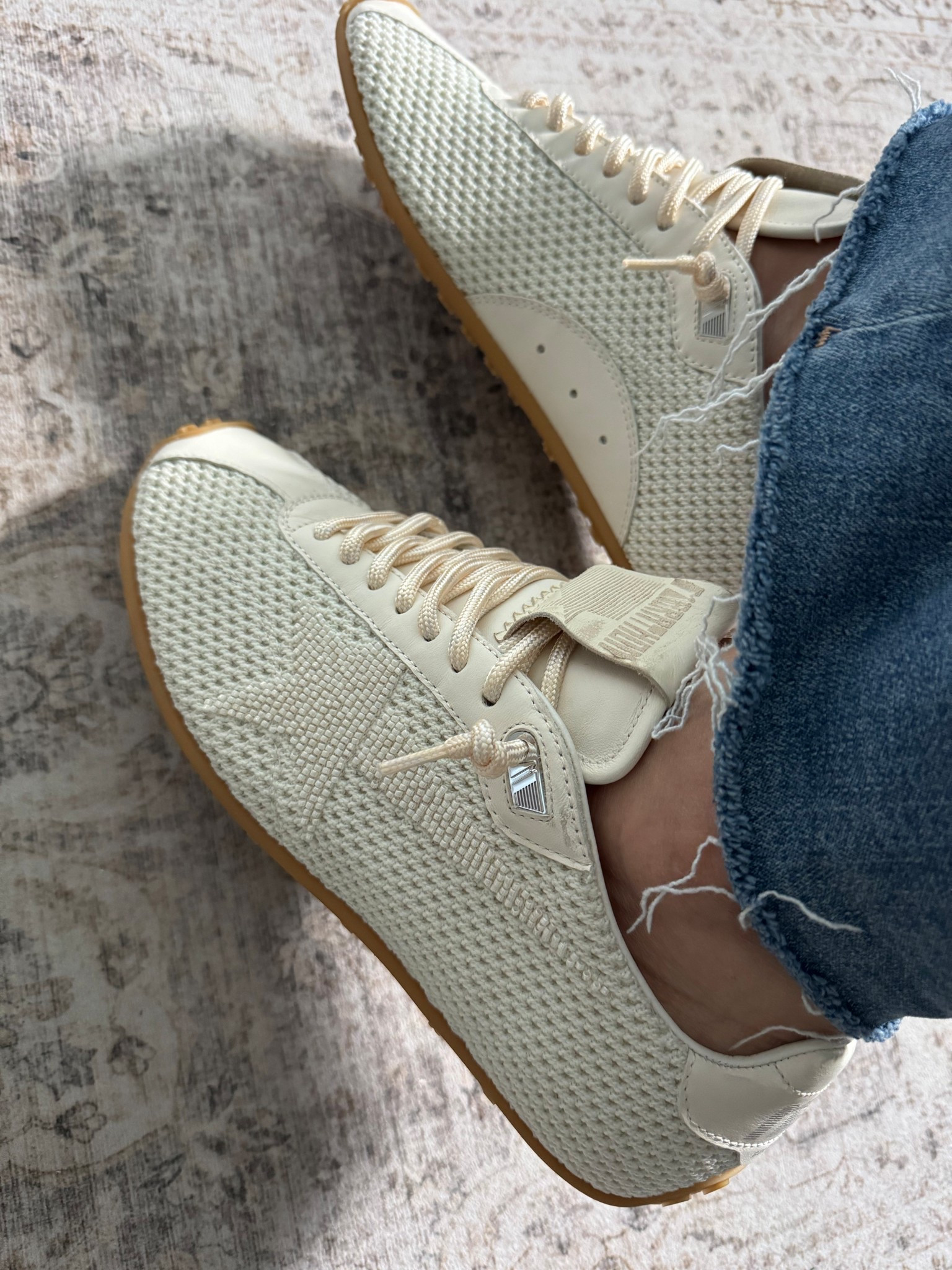 Golden Goose marathon sneaker in cream/white ￼