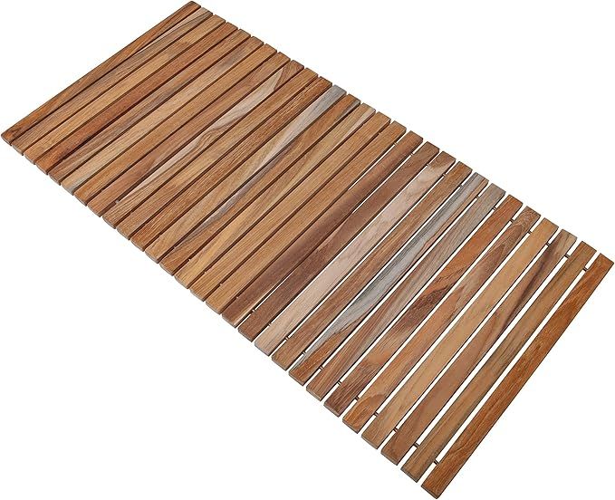 Nordic Style Teak Shower and Bath String Mat - Indoor and Outdoor Use - Non-Slip Wooden Platform ... | Amazon (US)