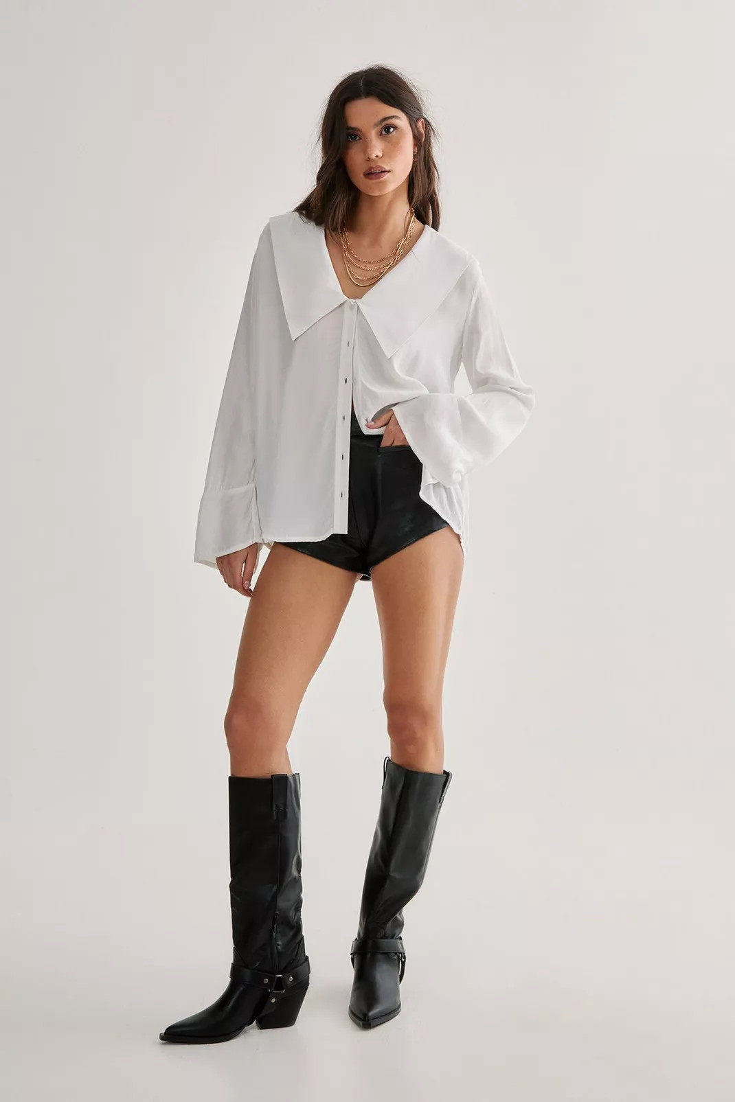 Oversized Collar Fluted Sleeve Shirt | Nasty Gal US