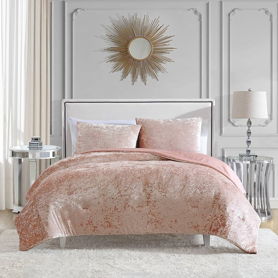 Juicy Couture Crushed Velvet King Comforter and Sham Set, 3-Piece King Bedding Set - (1) 102"x90"... | Amazon (US)