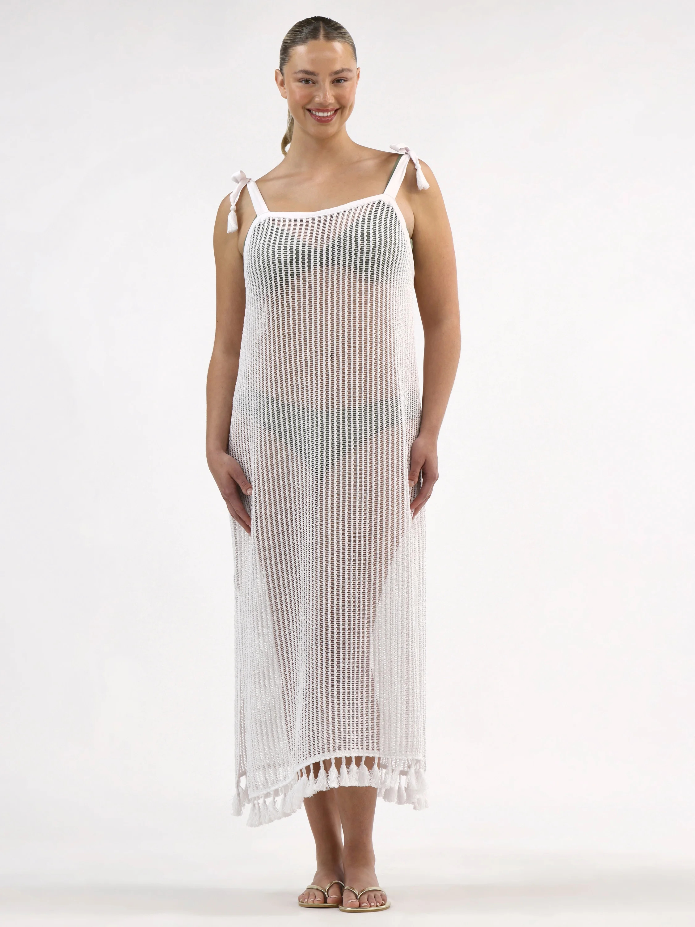 Time and Tru Women's and Women's Plus Tie Shoulder Dress Coverup, Sizes XS-3X | Walmart (US)