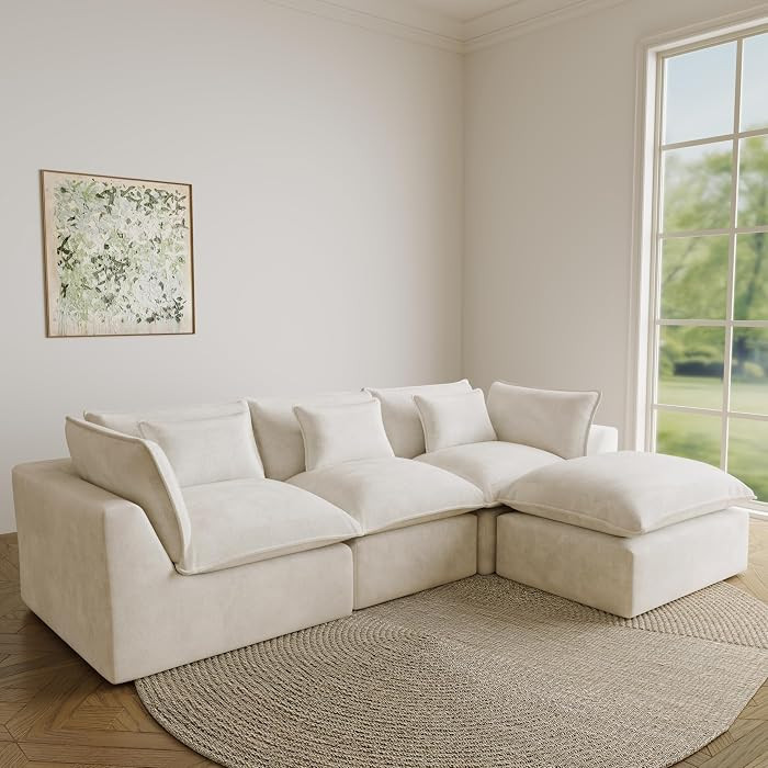 Boneless Couch Sectional Cloud Couch 102.3'' Oversized Modular Sectional Sofa with Ottoman Modern... | Amazon (US)