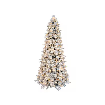 GE 9-ft Flocked Candlewood Pine Pre-lit Artificial Christmas Tree with LED Color Changing Lights | Lowe's