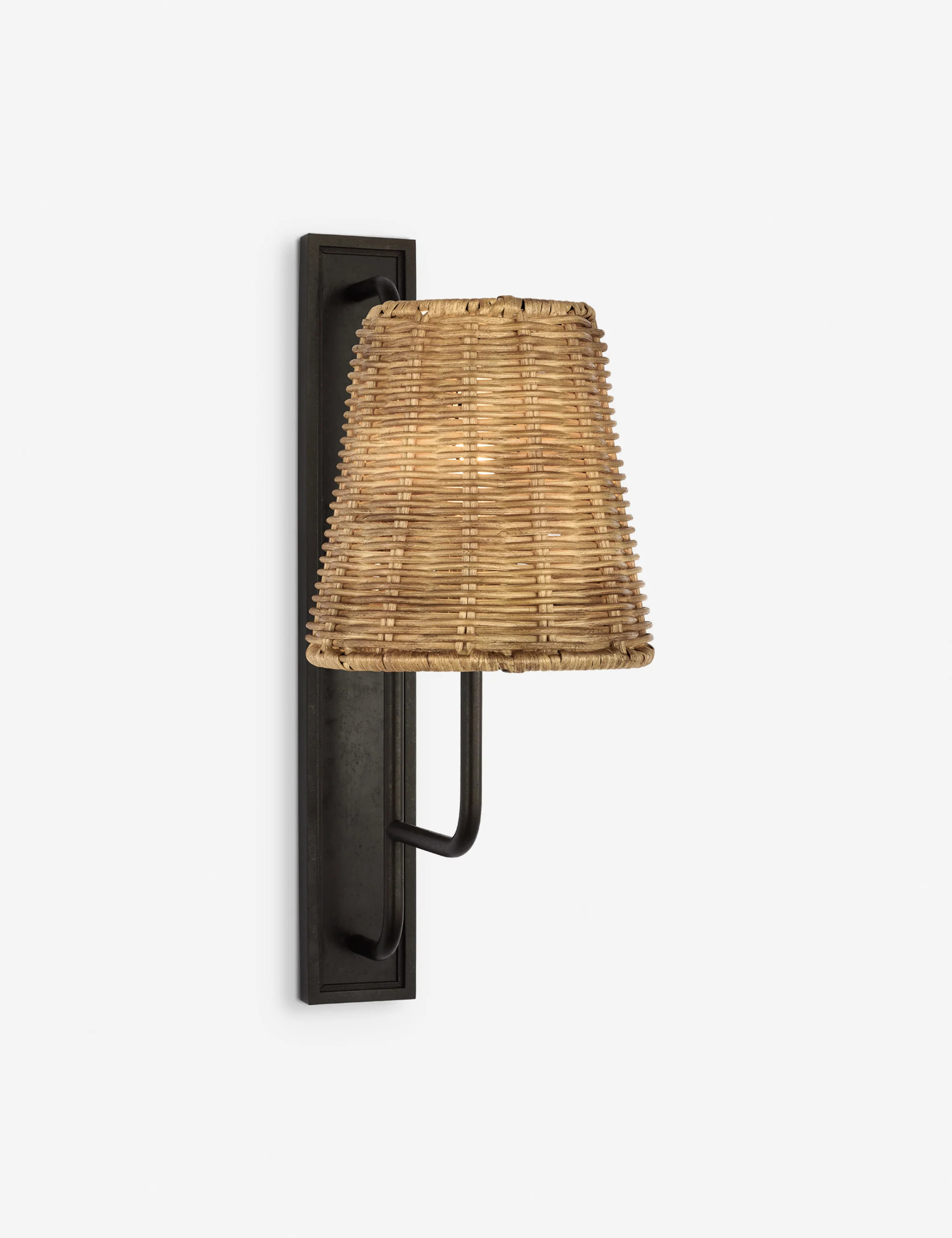 Rui Sconce by Amber Lewis, Aged Iron and Natural Wicker, Small | Lulu and Georgia 
