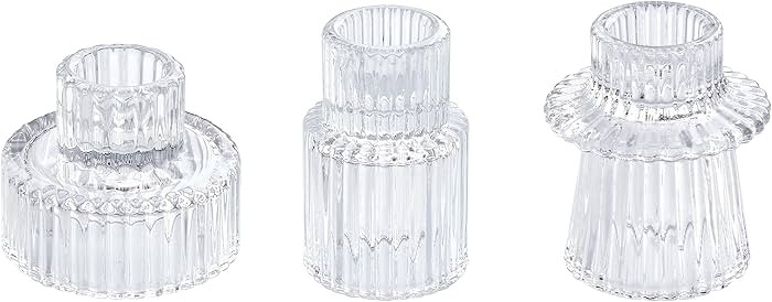 Vixdonos Glass Candlestick Holders Tealight Candle Holders for Table Centerpieces, Wedding Decor ... | Amazon (US)