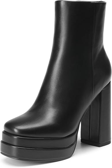 DREAM PAIRS Women's Platform Ankle Boot High Chunky Heels Square Toe Comfort Party Dress Booties ... | Amazon (US)