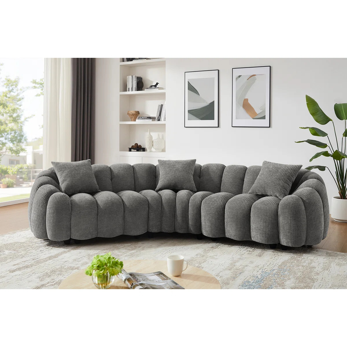 Minimore Modern Style 126.77" W Winnie Curved Shape 4S  Sofa | Wayfair North America