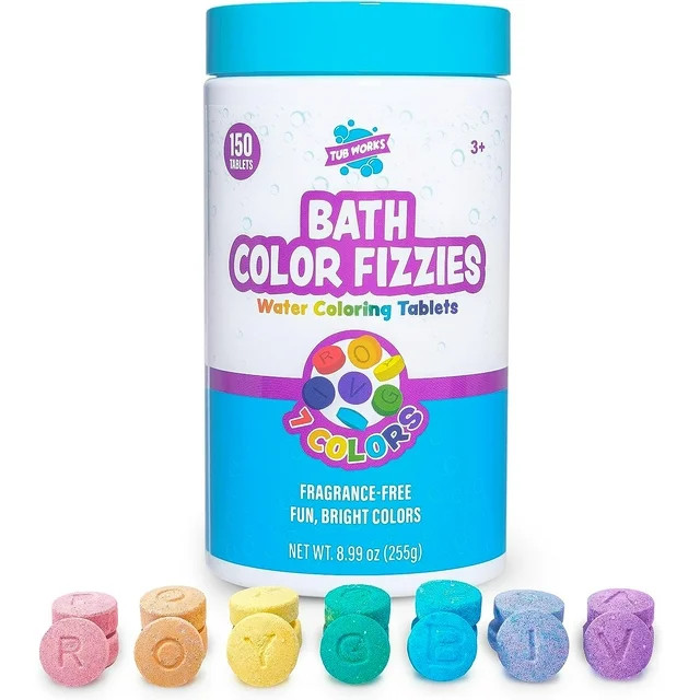 Tub Works Bath Color Fizzies, 150 Count Bath Color Tablets for Kids & Toddlers, 7 Colors, Bath Bo... | Walmart (US)