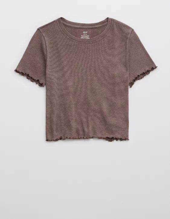 Aerie Ribbed Lettuce Trim Baby T-Shirt | American Eagle Outfitters (US & CA)