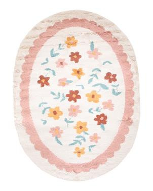 Made In Turkey 6x9 Tibet Floral Super Soft Shag Oval Area Rug | TJ Maxx
