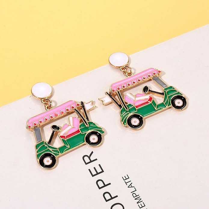 Golf Ball Bag Cart Earrings - Statement Golf Themed Jewelry for Women's Sport Game Day Outfits & ... | Amazon (US)