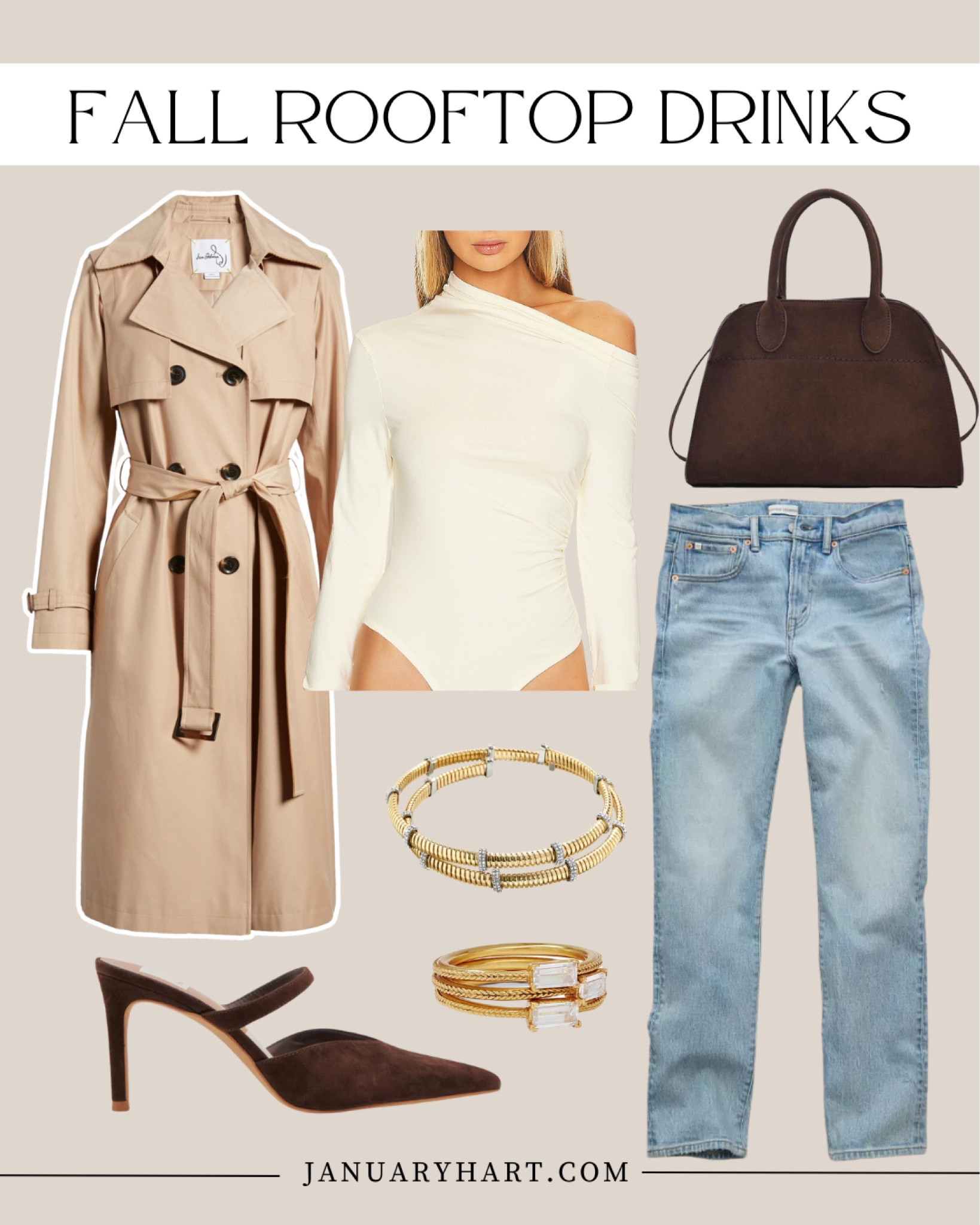 The November Look Book 🍁

Fall outfit ideas, trench coat, denim jeans, mules, off the shoulder bodysuit long sleeve top, suede bag, neutral outfit ideas, date night outfit idea

#LTKParties #LTKOver40 #LTKStyleTip