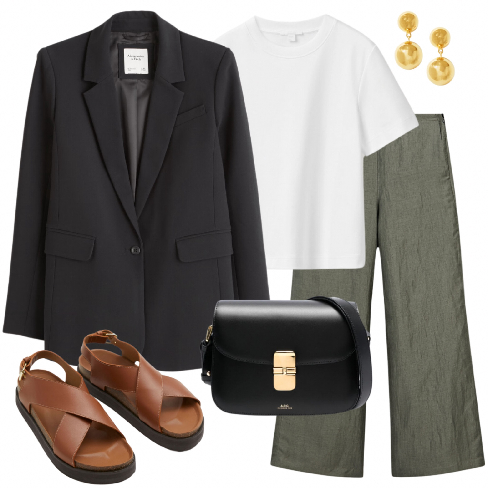 Black blazer styling, khaki linen pants, leather bag, brown leather sandals, white t-shirtt

#LTKshoecrush #LTKstyletip #LTKfindsunder100
