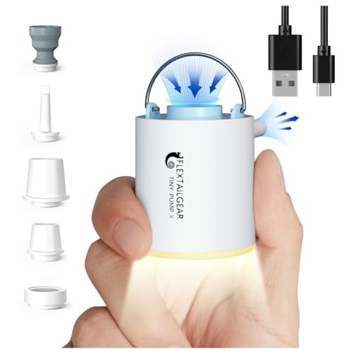 FLEXTAILGEAR Tiny Pump X Portable Air Pump+ Camping Light Ultra-Mini Air Pump with 1300mAh Battery USB Rechargeable for Sleeping Pads Pool Floats Air Bed Air Mattress Swimming Ring | Amazon (US)