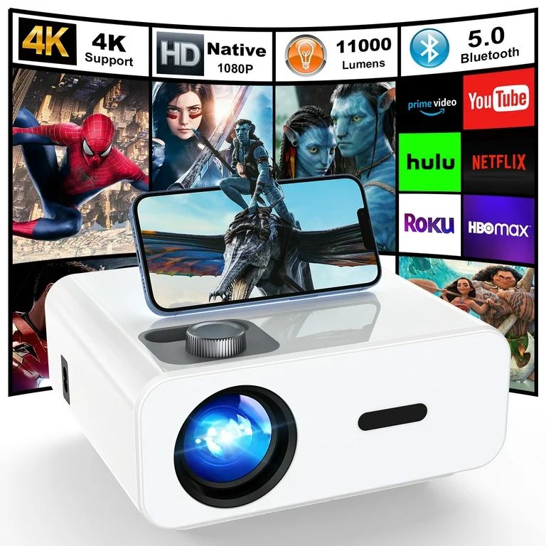 HONPOW Projector, Native 1080P Full HD Bluetooth Projector, 11000 Lumens Mini Portable Outdoor In... | Walmart (US)