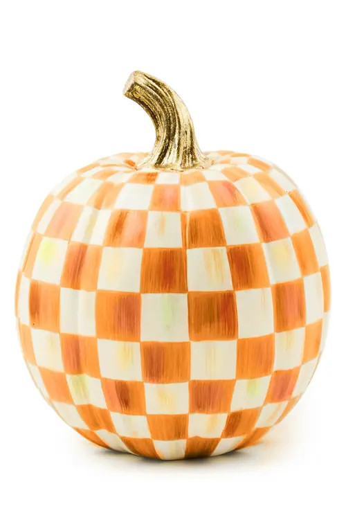 MACKENZIE CHILDS Orange Check Small Pumpkin at Nordstrom | Nordstrom