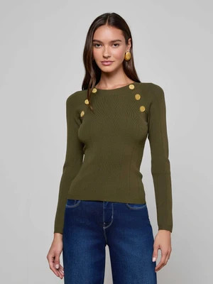 L'agence - Gretchen Pullover - Deep Olive/Gold | Jessie Boutique
