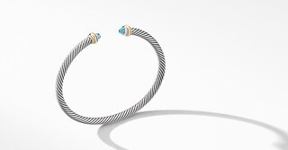 Cable Classic Collection® Bracelet with Blue Topaz and 18K Yellow Gold | David Yurman