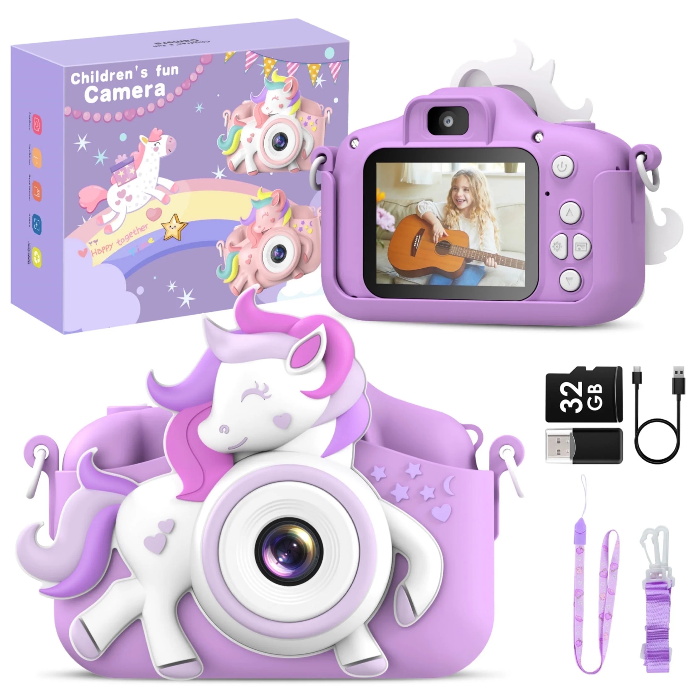 Gofunly Kids Camera with Silicone Cover and 32GB SD Card, Toy Cameras for Girls 3-12 Years Best B... | Walmart (US)