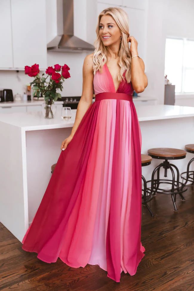 It All Begins With Love Pink Ombre Maxi Dress | The Pink Lily Boutique