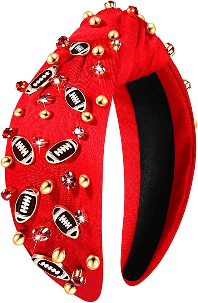 mokkia Football Headband for Women Football Mom Accessories Crystal Rhinestone Jeweled Wide Top K... | Amazon (US)