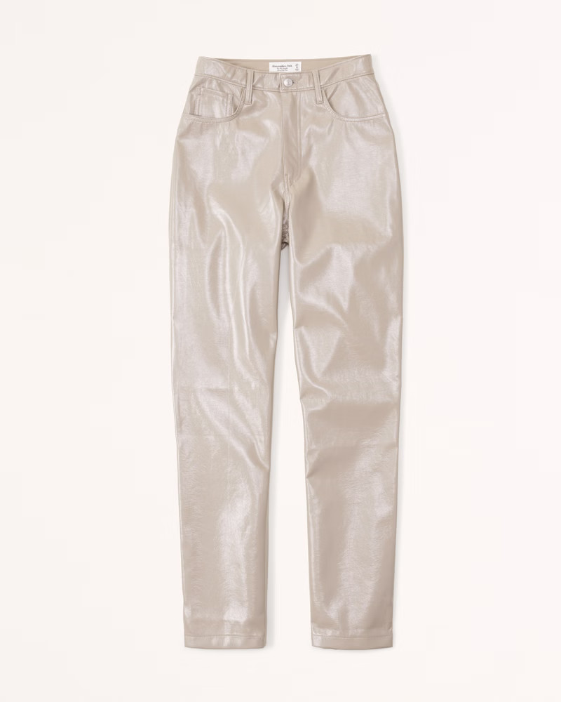 Women's Curve Love Patent Leather 90s Straight Pants | Women's Bottoms | Abercrombie.com | Abercrombie & Fitch (US)