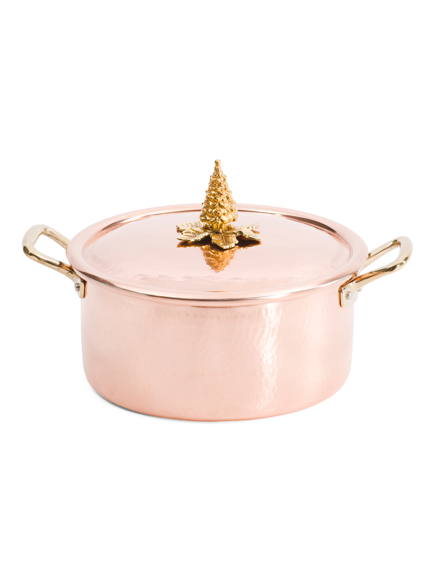 Made In Italy 4.5qt Copper Christmas Tree Handle Lid Casserole Pot | TJ Maxx
