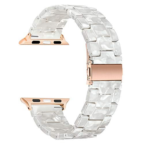 TRUMiRR Watchband Compatible for 38mm 40mm 41mm Apple Watch Women, Fashion Resin Watchband Rose G... | Amazon (US)