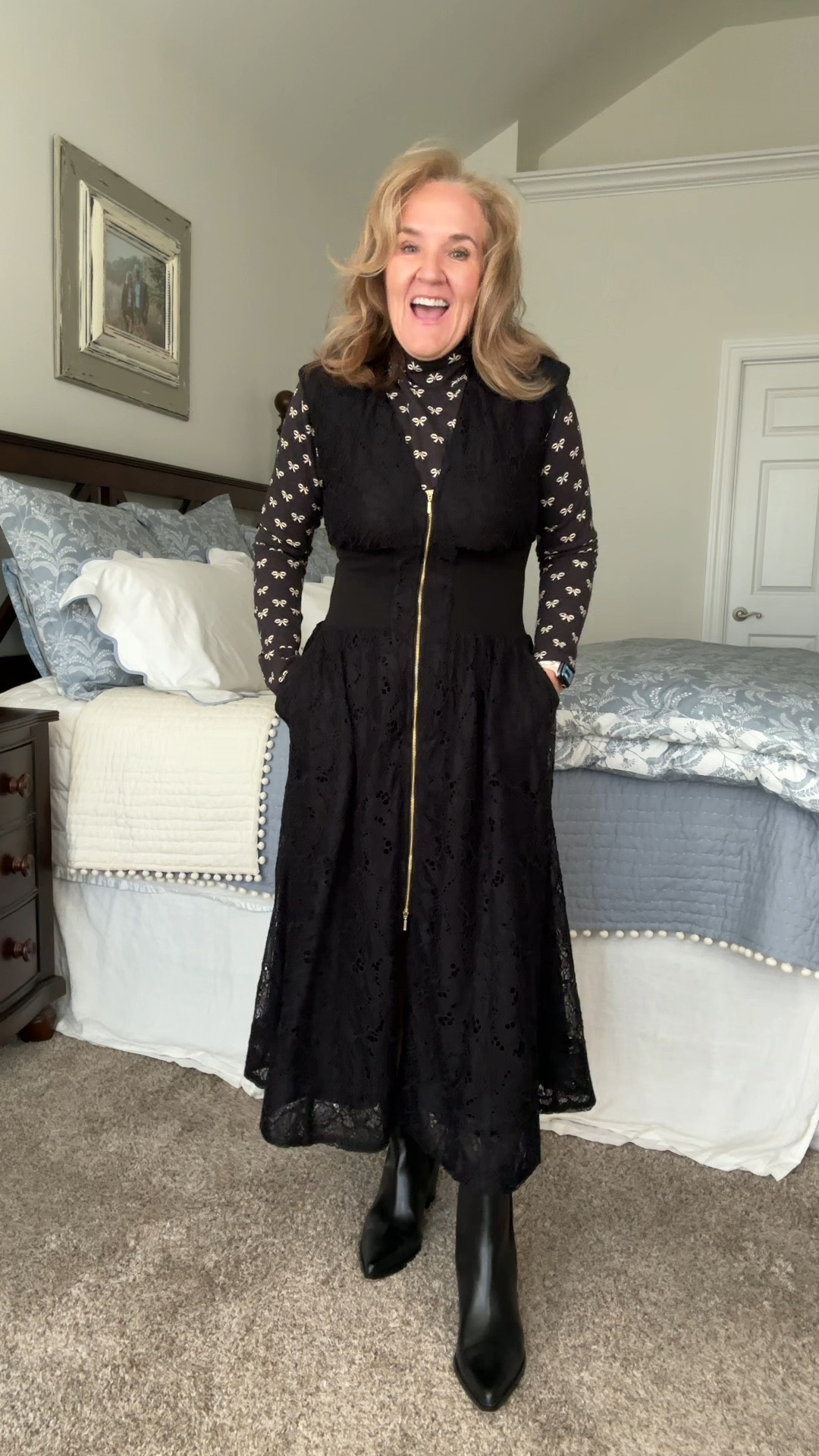 The tommie dress in black lace! It is so pretty and so many ways to wear it. It’s a bit too low for me to wear without something underneath it, but I love this layered look! Wearing a medium. 

Turtleneck with cream/tan bows size medium 

My boots you need to size up a full size. They’re waterproof! 

Dolce vita black boots black lace dress Anthropologie dress Thanksgiving dress date night 


#LTKOver40 #LTKMidsize #LTKHoliday