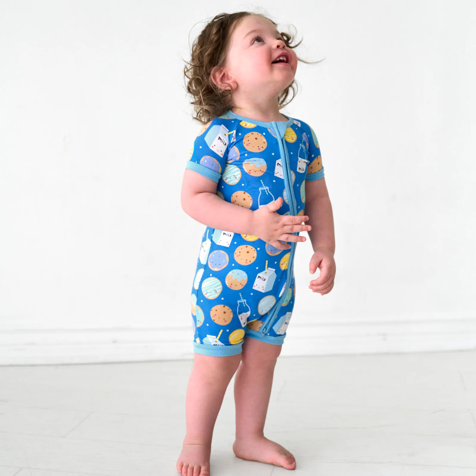 Blue Cookies & Milk Shorty Zippy | Little Sleepies