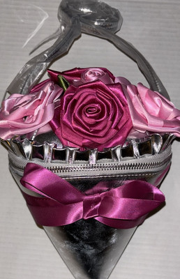 Betsey Johnson Kitsch Somethin New Bouquet Pink Roses Silver Crossbody Wedding | eBay US