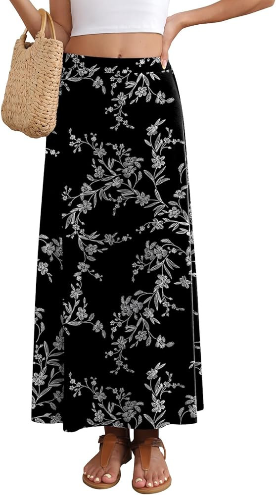 Women's Maxi Skirt Flowy A-line High Waisted Casual Long Skirts | Amazon (US)
