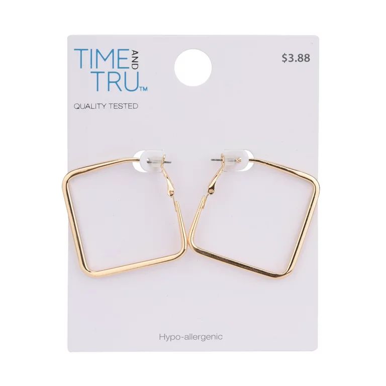 Time And Tru Eb Gold Square Hoop | Walmart (US)