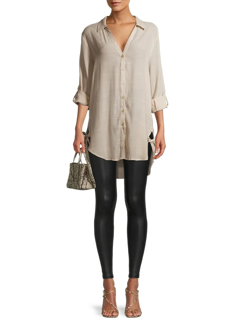 Time and Tru Women's Faux Leather Leggings, Full Length, Sizes XS-XXXL | Walmart (US)