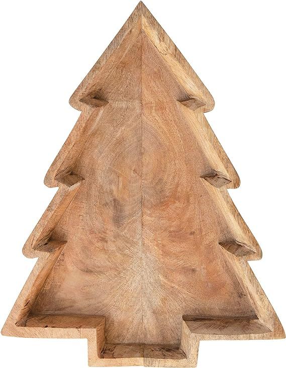 Creative Co-Op 20-1/2"L x 16" W Mango Wood Tree Shaped Tray Serveware, Multi | Amazon (US)