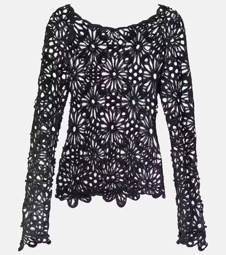 Norma Kamali Off-shoulder cotton-blend crochet top | Mytheresa (US/CA)