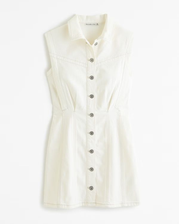 Collared Denim Shift Mini Dress | Abercrombie & Fitch (US)