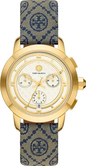 T-Monogram Chronograph Textile Strap Watch, 37mm | Nordstrom