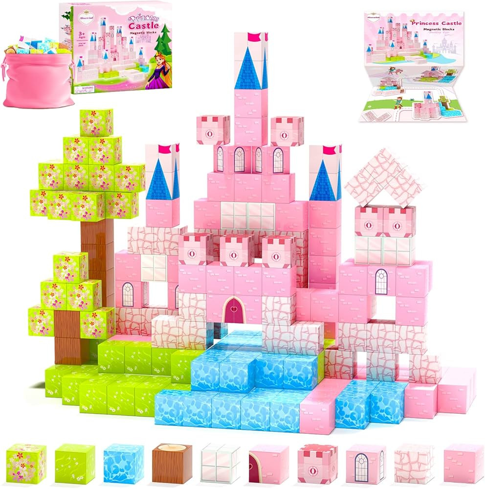 Updated Magnetic Blocks-Princess Toys, Creative Magnetic Building Blocks Toddler Toys, Birthday G... | Amazon (US)