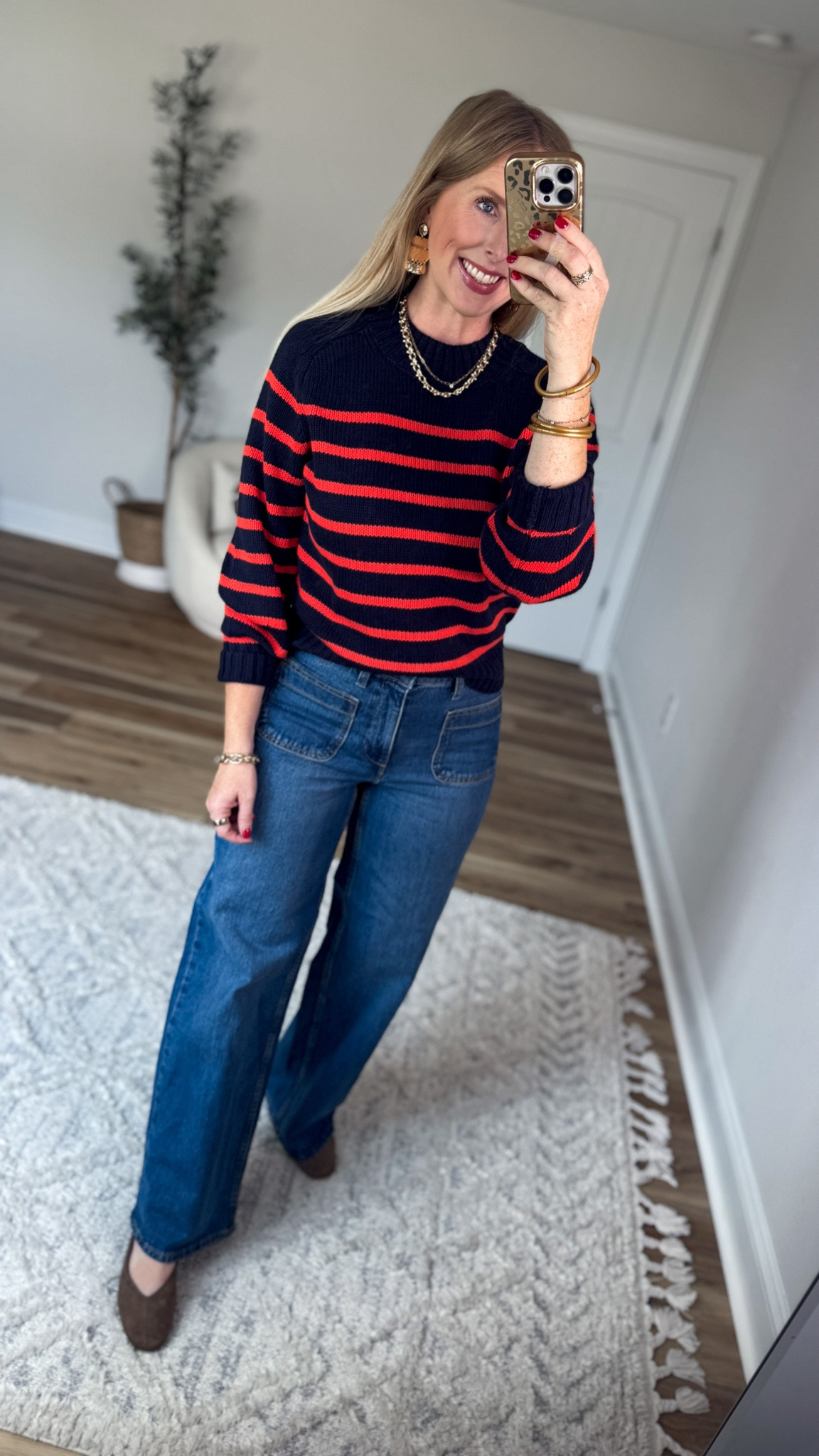 Daily try on, Walmart outfit, Walmart fashion, Walmart try on, striped cardigan, patch pocket jeans

#LTKootd