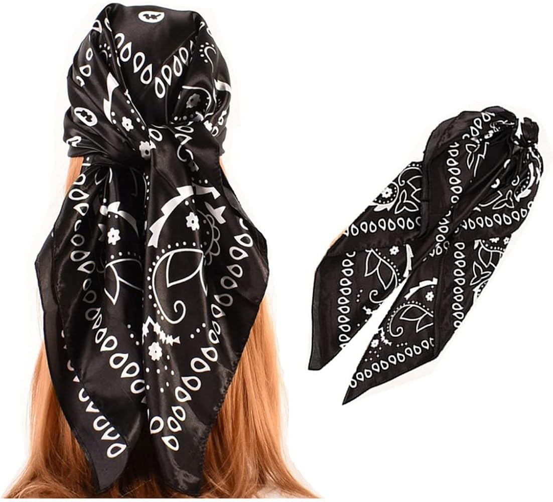 K-Elewon 35" Large Women's Satin Square Silk Feeling Hair Scarf Wrap Headscarf | Amazon (US)